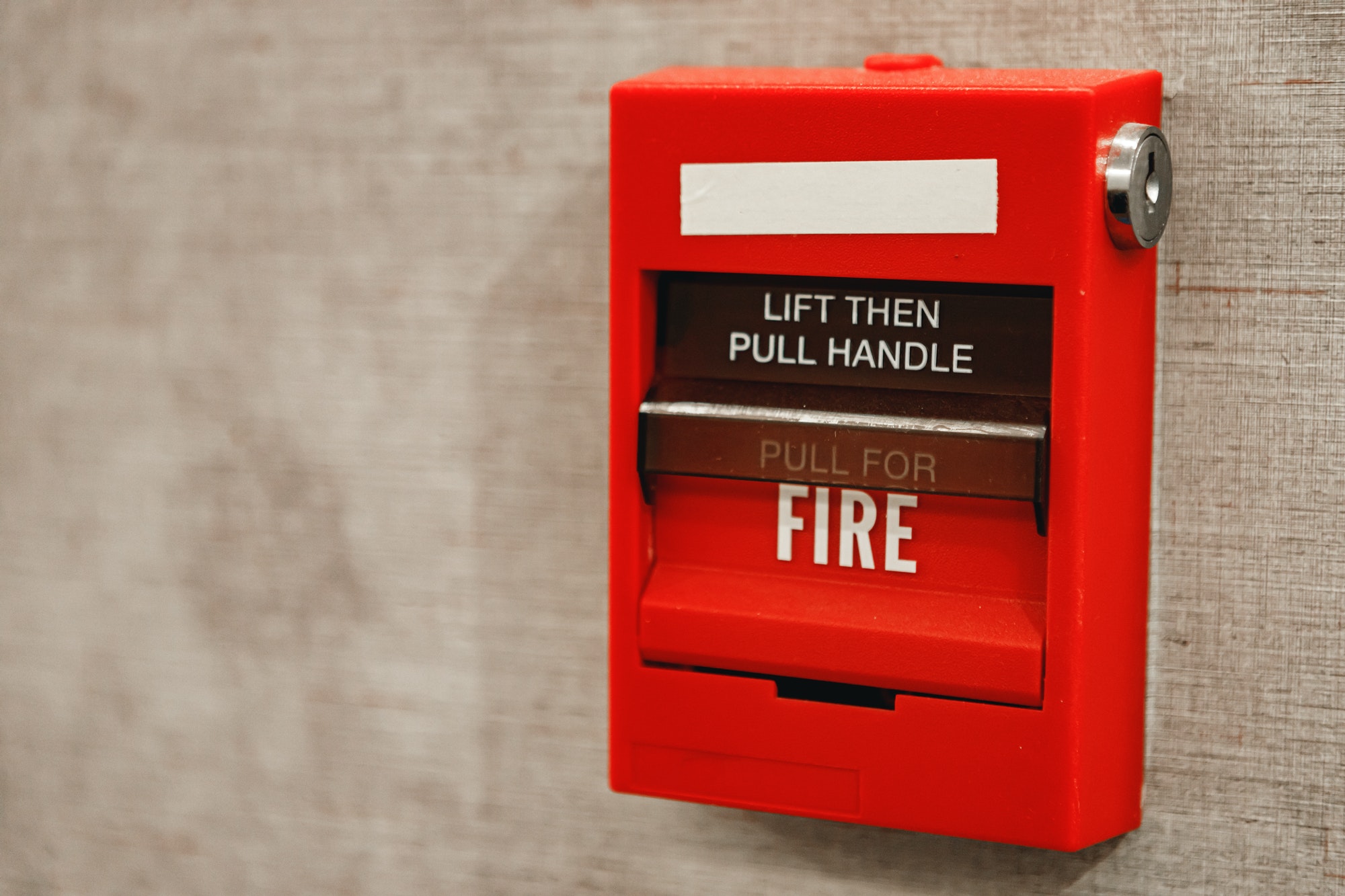 Fire alarm box on the wall close up